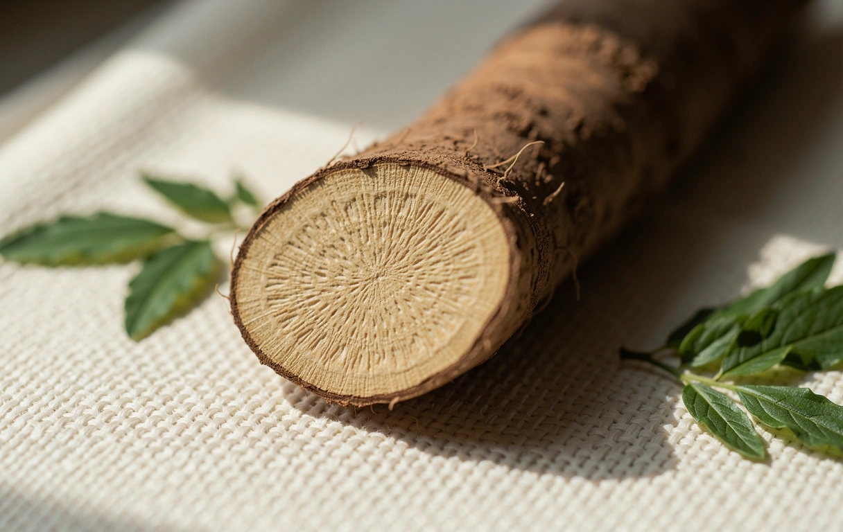 Naturalny korzeń roślinny na teksturalnym papierze